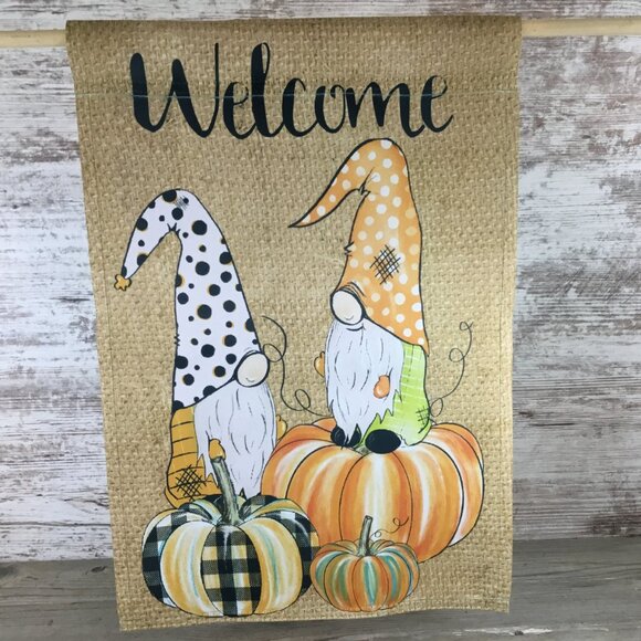 Fall Gnomes and Pumpkins Welcome Garden Flag - Picture 5 of 5